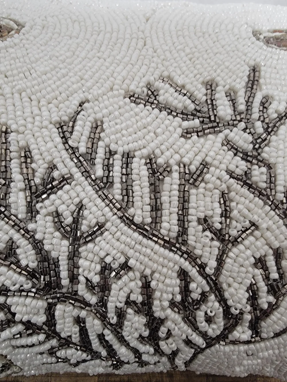 Beaded Seahorse Accent Pillow - White and Gold